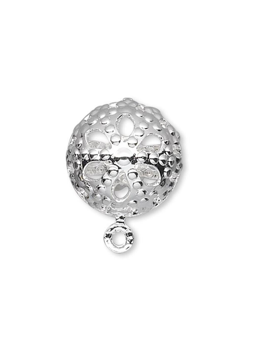 Lacy Sterling Silver Plated Domed 10mm Filigree Stud Post Earring Findings 4 pcs